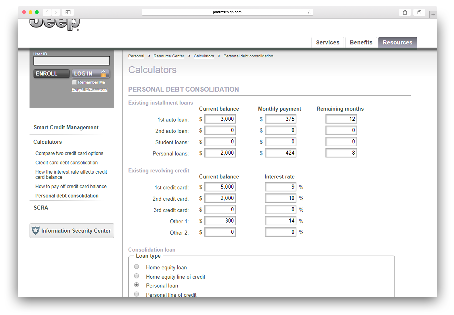 FNBO Calculators JAM UX DESIGN Informed UX through goal directed design